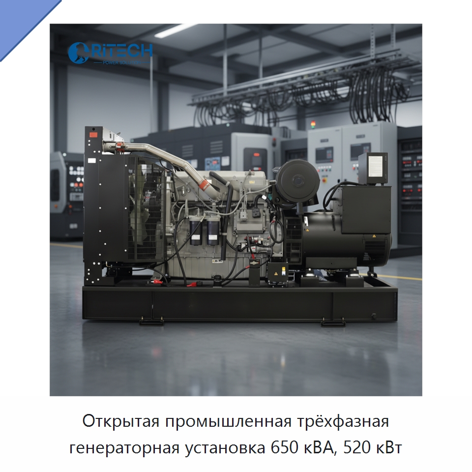 Открытая промышленная трёхфазная генераторная установка 650 кВА, 520 кВт — Дизельные генераторы
