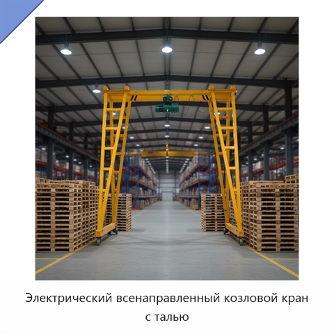 Электрический всенаправленный козловой кран с талью