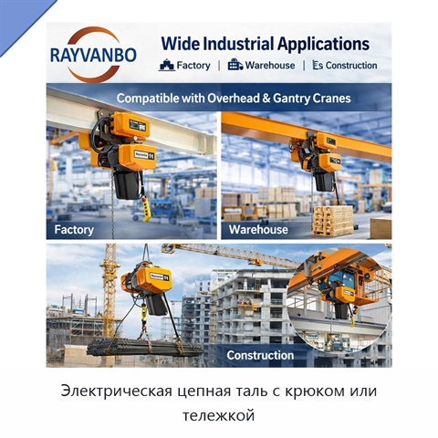 Электрическая цепная таль с крюком или тележкой