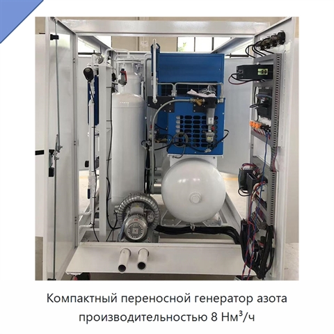 Компактный переносной генератор азота производительностью 8 Нм³/ч