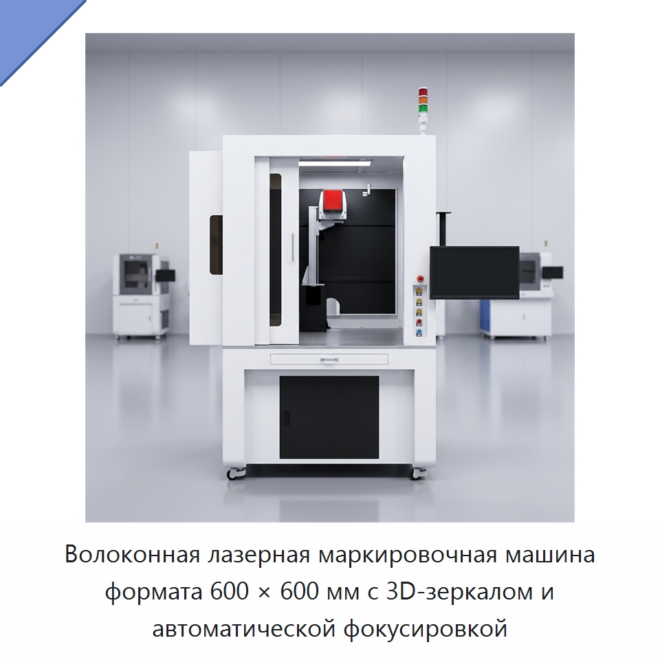 Волоконная лазерная маркировочная машина формата 600 × 600 мм с 3D-зеркалом и автоматической фокусировкой — Лазерные маркировочные станки