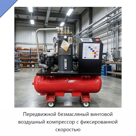 Передвижной безмасляный винтовой воздушный компрессор с фиксированной скоростью