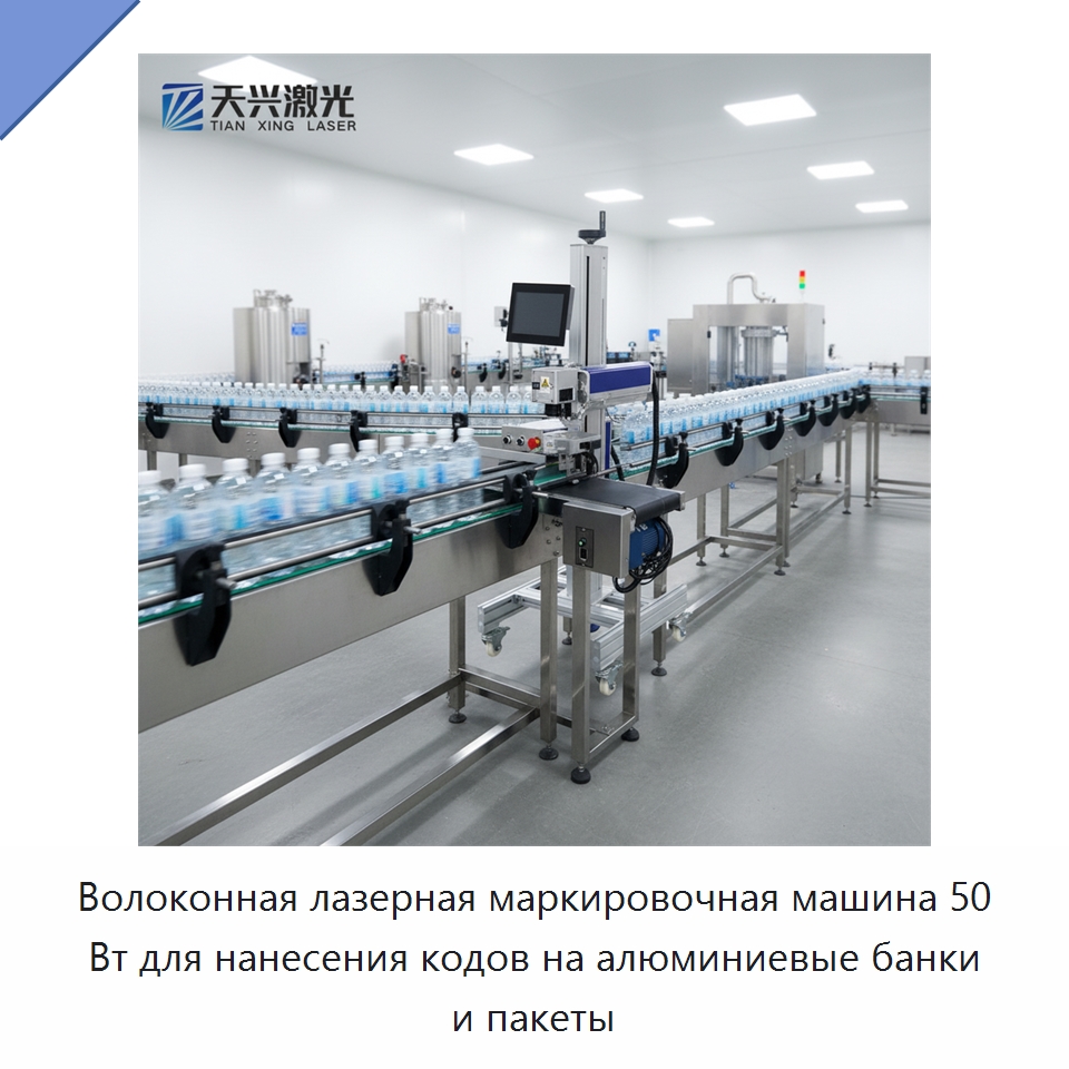 Волоконная лазерная маркировочная машина 50 Вт для нанесения кодов на алюминиевые банки и пакеты — Лазерные маркировочные станки