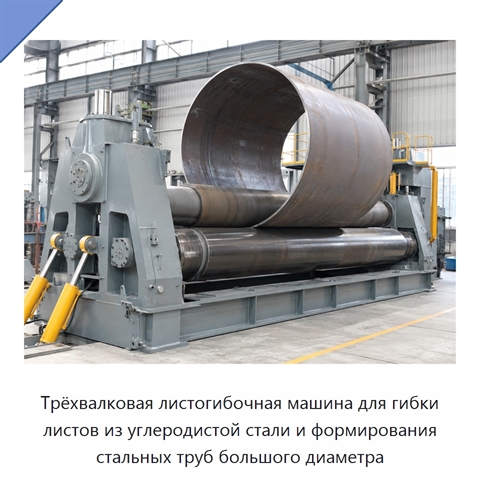 Трёхвалковая листогибочная машина для гибки листов из углеродистой стали и формирования стальных труб большого диаметра
