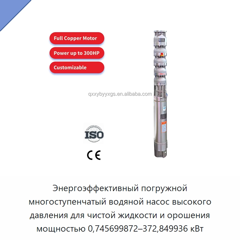 Энергоэффективный погружной многоступенчатый водяной насос высокого давления для чистой жидкости и орошения мощностью 0,745699872–372,849936 кВт — Насосы