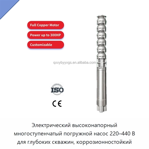 Электрический высоконапорный многоступенчатый погружной насос 220–440 В для глубоких скважин, коррозионностойкий