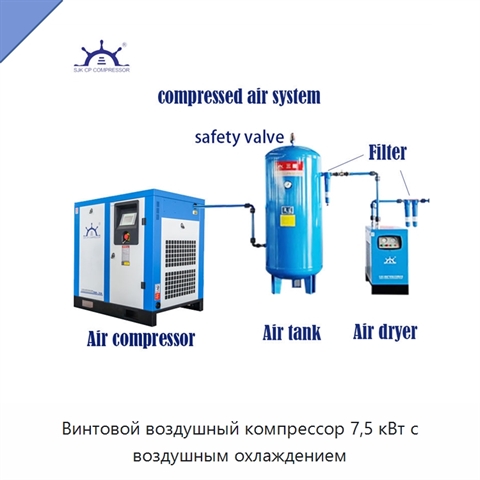 Винтовой воздушный компрессор 7,5 кВт с воздушным охлаждением