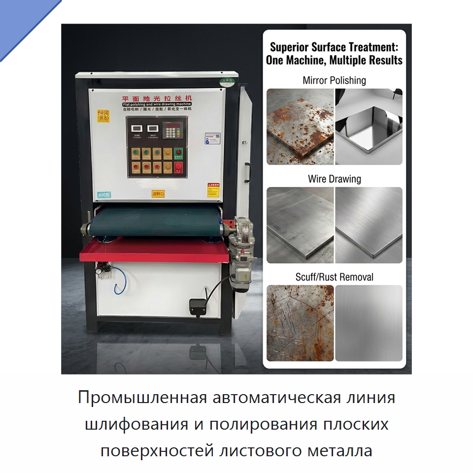 Промышленная автоматическая линия шлифования и полирования плоских поверхностей листового металла — Полировальные станки по металлу