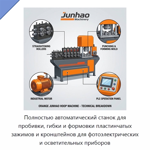 Полностью автоматический станок для пробивки, гибки и формовки пластинчатых зажимов и кронштейнов для фотоэлектрических и осветительных приборов