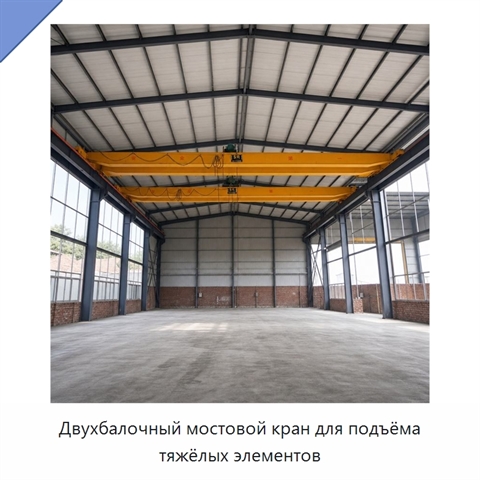 Двухбалочный мостовой кран для подъёма тяжёлых элементов
