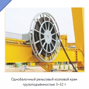 Однобалочный рельсовый козловой кран грузоподъёмностью 3–32 т