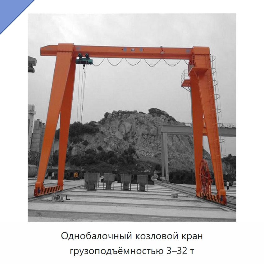 Однобалочный козловой кран грузоподъёмностью 3–32 т