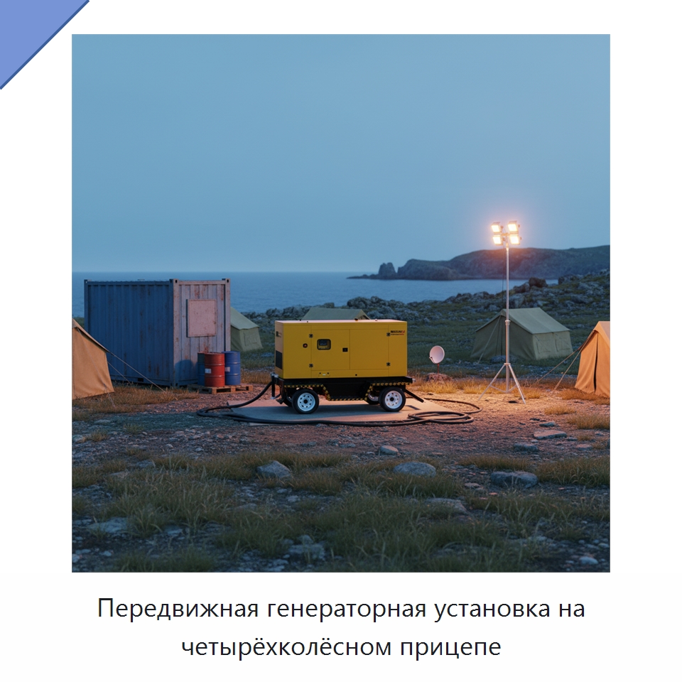 Передвижная генераторная установка на четырёхколёсном прицепе — Дизельные генераторы