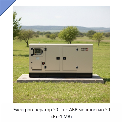 Электрогенератор 50 Гц с АВР мощностью 50 кВт–1 МВт