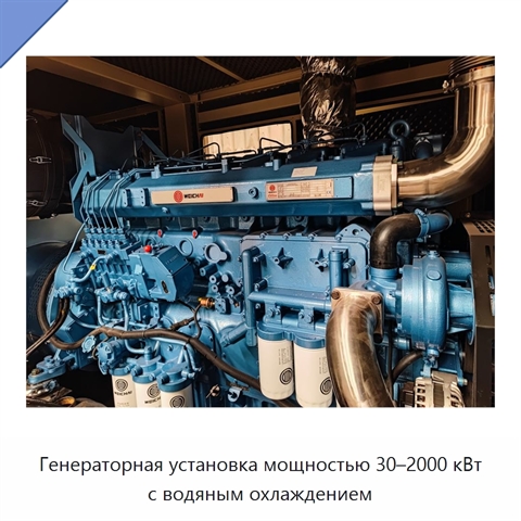 Генераторная установка мощностью 30–2000 кВт с водяным охлаждением