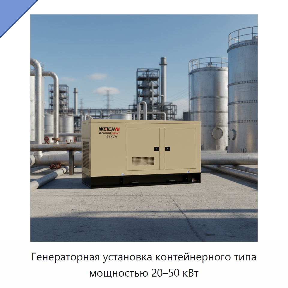Генераторная установка контейнерного типа мощностью 20–50 кВт — Дизельные генераторы