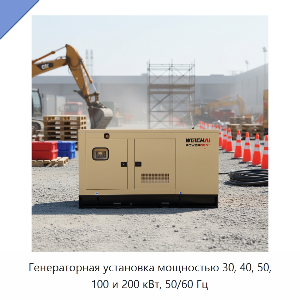 Генераторная установка мощностью 30, 40, 50, 100 и 200 кВт, 50/60 Гц — Дизельные генераторы