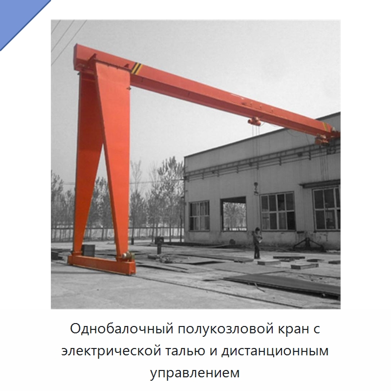 Однобалочный полукозловой кран с электрической талью и дистанционным управлением — Краны