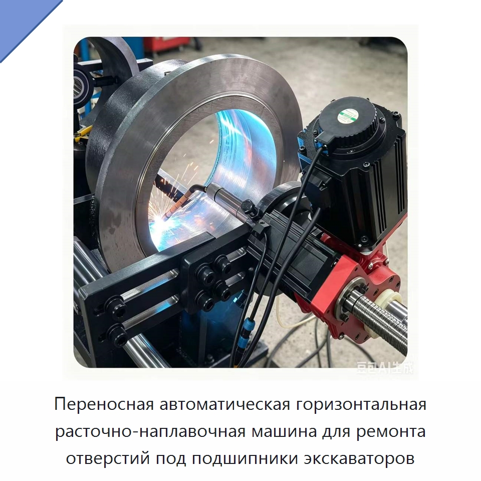 Переносная автоматическая горизонтальная расточно-наплавочная машина для ремонта отверстий под подшипники экскаваторов