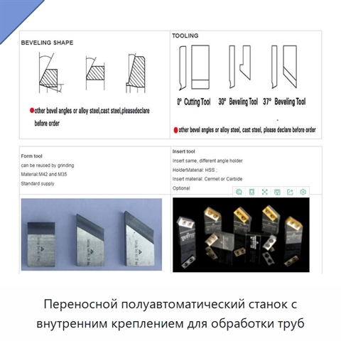 Переносной полуавтоматический станок с внутренним креплением для обработки труб