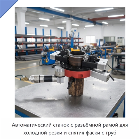 Автоматический станок с разъёмной рамой для холодной резки и снятия фаски с труб