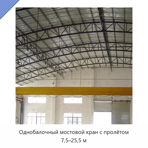 Однобалочный мостовой кран с пролётом 7,5–25,5 м
