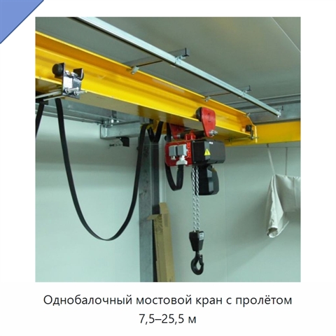 Однобалочный мостовой кран с пролётом 7,5–25,5 м