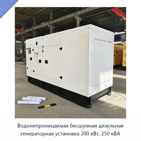 Водонепроницаемая бесшумная дизельная генераторная установка 200 кВт, 250 кВА