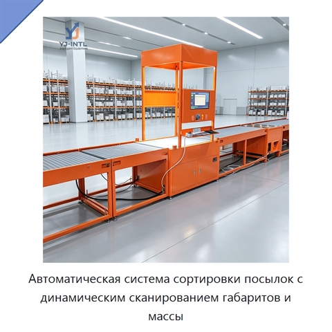Автоматическая система сортировки посылок с динамическим сканированием габаритов и массы