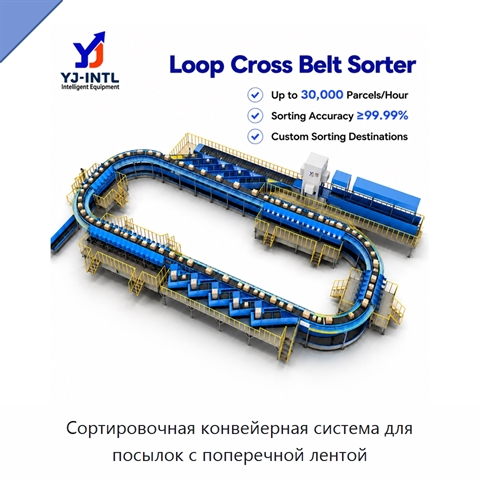 Сортировочная конвейерная система для посылок с поперечной лентой