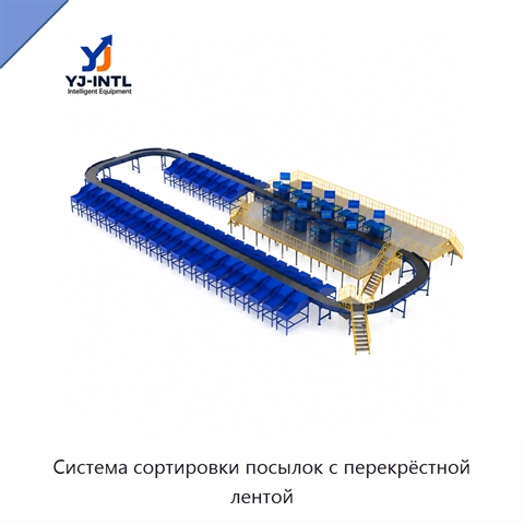 Система сортировки посылок с перекрёстной лентой