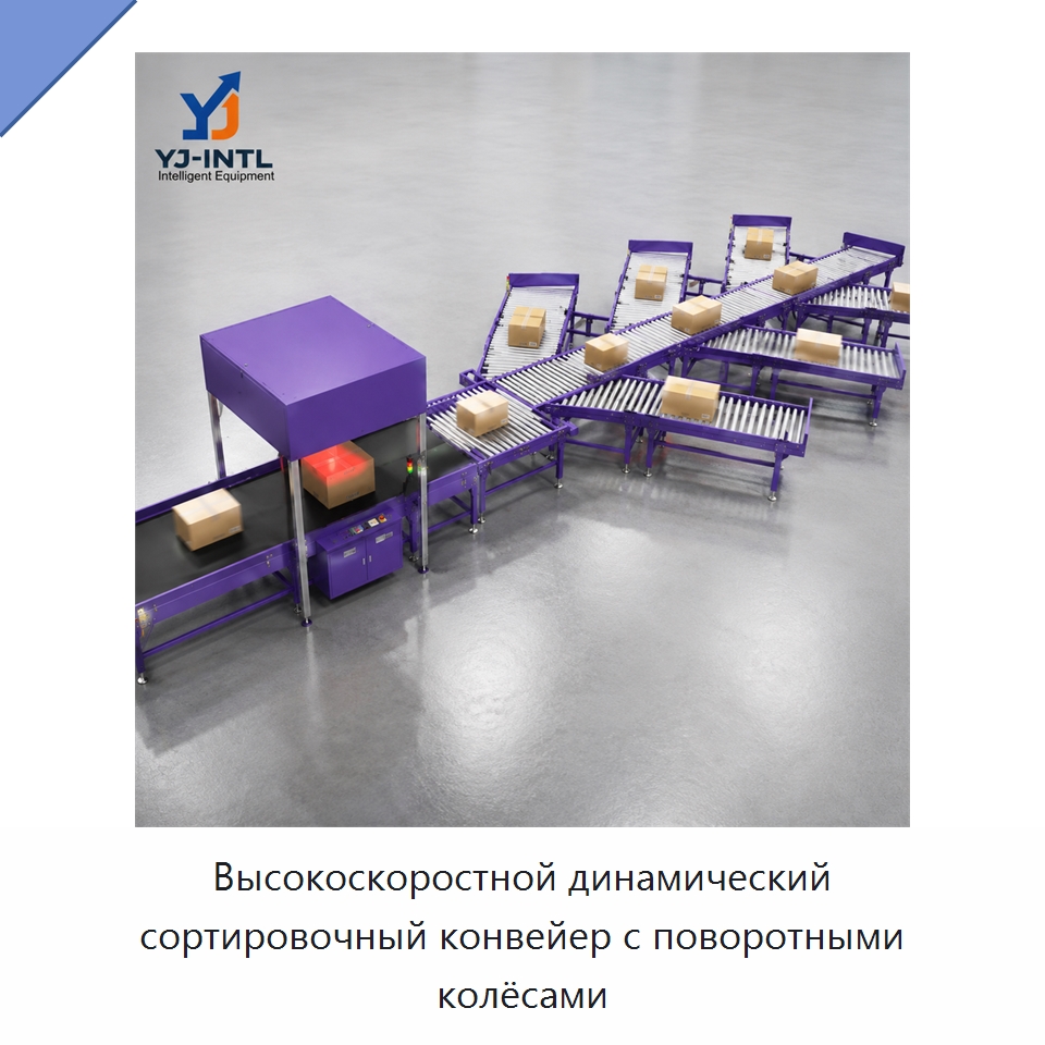 Высокоскоростной динамический сортировочный конвейер с поворотными колёсами — Ленточный конвейер