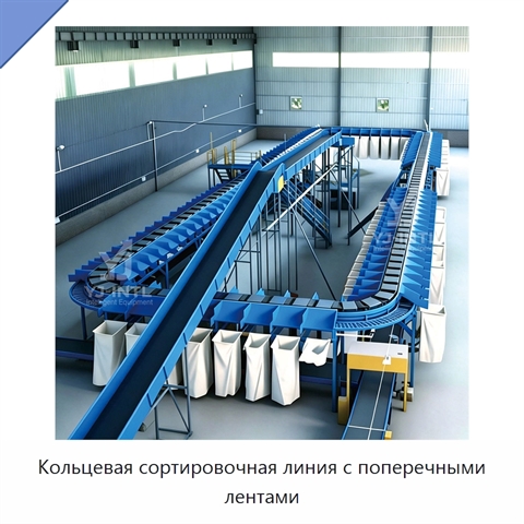 Кольцевая сортировочная линия с поперечными лентами