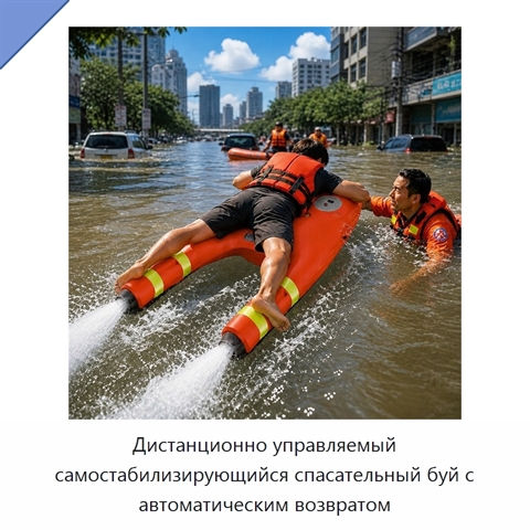 Дистанционно управляемый самостабилизирующийся спасательный буй с автоматическим возвратом
