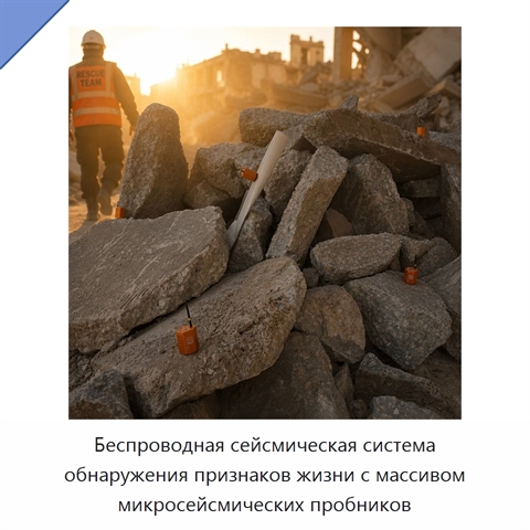 Беспроводная сейсмическая система обнаружения признаков жизни с массивом микросейсмических пробников