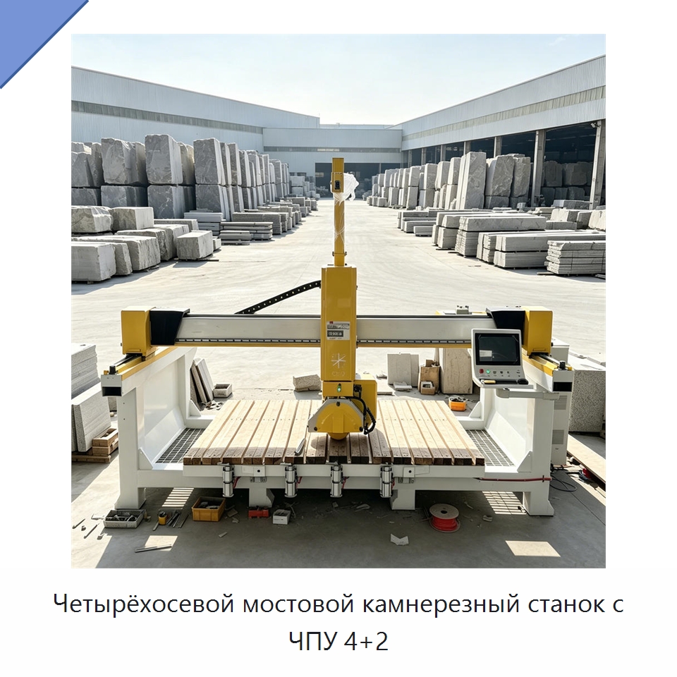 Четырёхосевой мостовой камнерезный станок с ЧПУ 4+2 — Оборудование для обработки камня