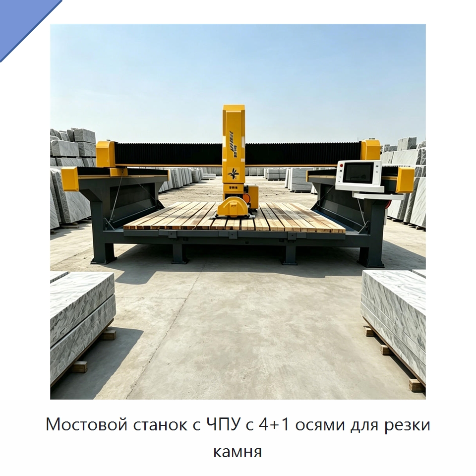 Мостовой станок с ЧПУ с 4+1 осями для резки камня — Оборудование для обработки камня