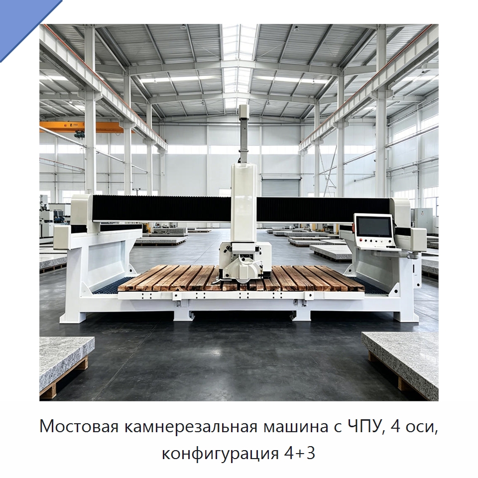 Мостовая камнерезальная машина с ЧПУ, 4 оси, конфигурация 4+3 — Оборудование для обработки камня