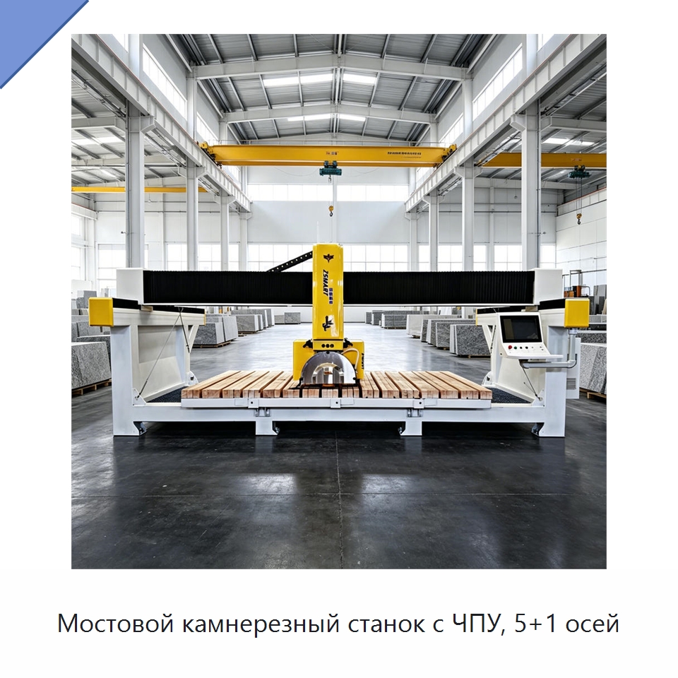 Мостовой камнерезный станок с ЧПУ, 5+1 осей — Оборудование для обработки камня