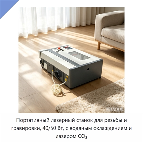 Портативный лазерный станок для резьбы и гравировки, 40/50 Вт, с водяным охлаждением и лазером CO₂