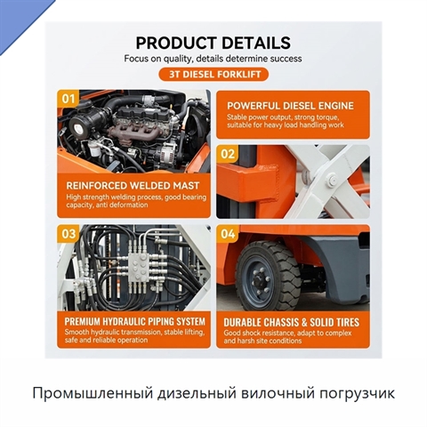 Промышленный дизельный вилочный погрузчик