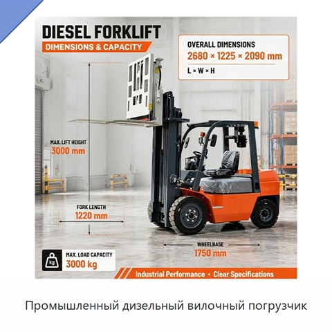 Промышленный дизельный вилочный погрузчик
