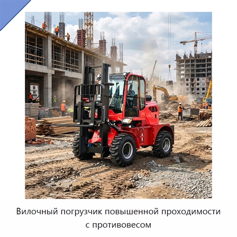 Вилочный погрузчик повышенной проходимости с противовесом