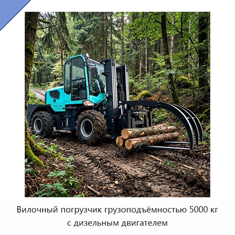 Вилочный погрузчик грузоподъёмностью 5000 кг с дизельным двигателем