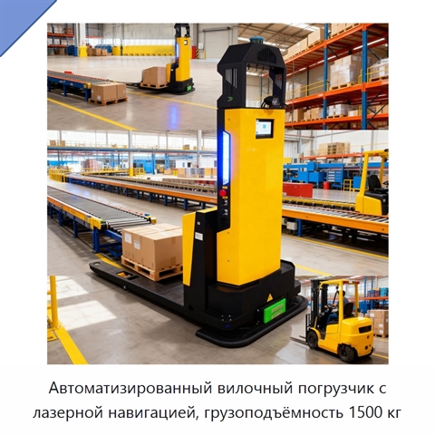 Автоматизированный вилочный погрузчик с лазерной навигацией, грузоподъёмность 1500 кг