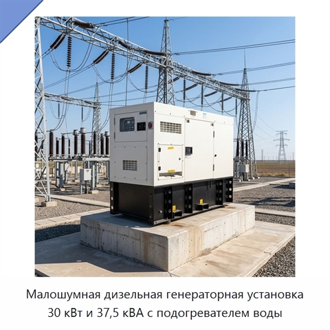 Малошумная дизельная генераторная установка 30 кВт и 37,5 кВА с подогревателем воды