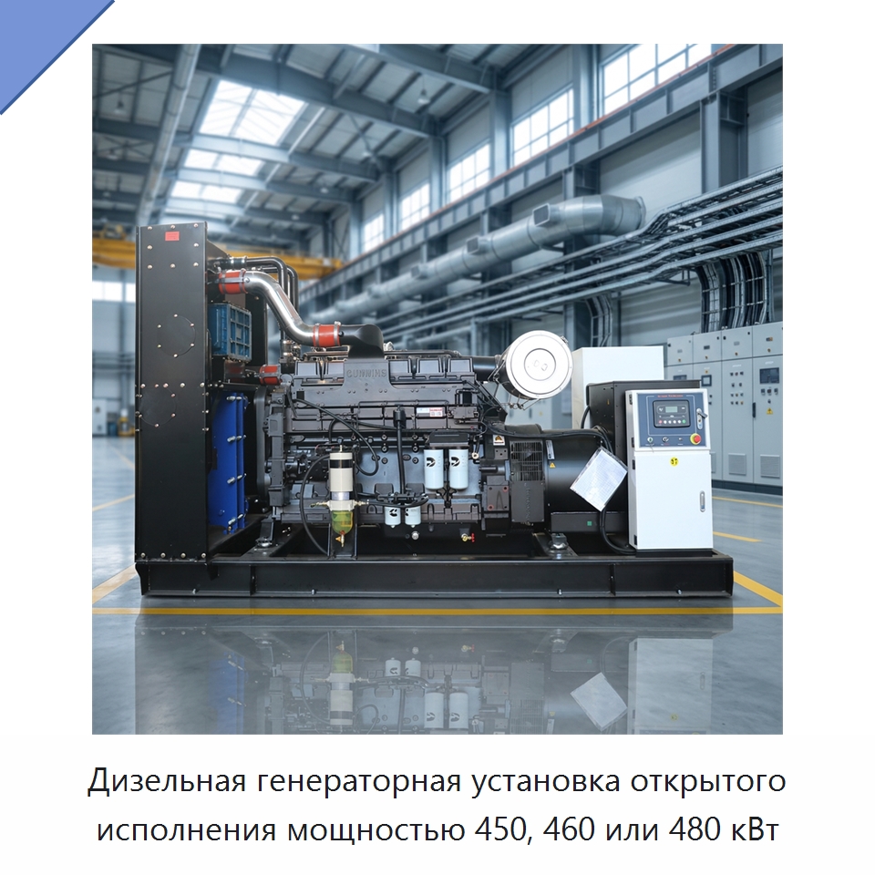 Дизельная генераторная установка открытого исполнения мощностью 450, 460 или 480 кВт — Дизельные генераторы