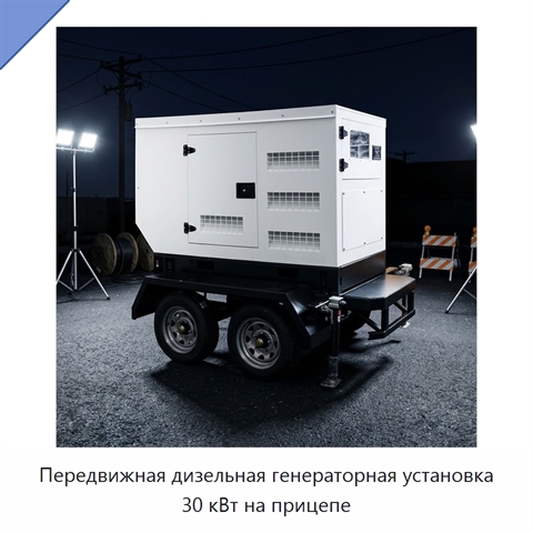 Передвижная дизельная генераторная установка 30 кВт на прицепе