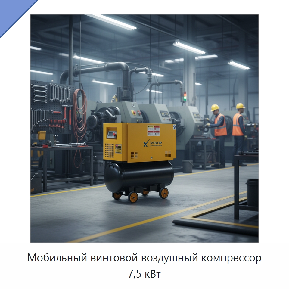 Мобильный винтовой воздушный компрессор 7,5 кВт — Промышленные компрессоры