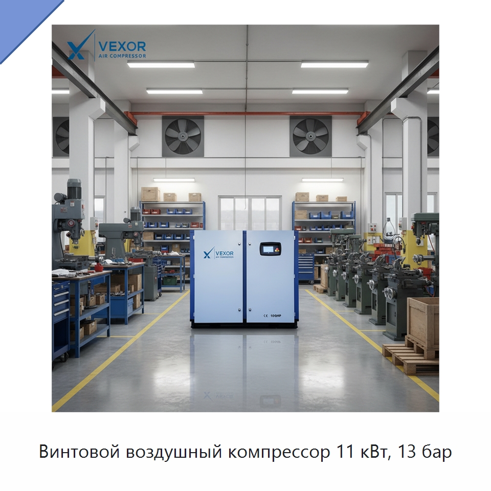 Винтовой воздушный компрессор 11 кВт, 13 бар — Промышленные компрессоры